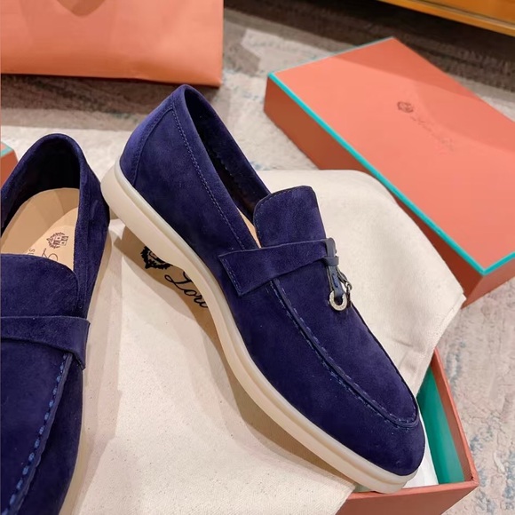 Loro Piana Royal Blue Suede Loafers main image 5